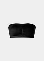 Still front product view of the black Bamboo Bandeau Bra, highlighting the strapless, wireless design in soft bamboo fabric with removable pads and a smooth, seamless finish.