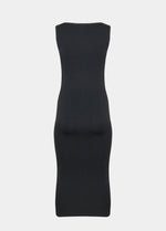 Still back product view of the doppio-colored Bodycon Dress, showcasing the sleeveless midi-length silhouette, seamless curve-hugging design, and smooth finish with a secure hem to prevent rolling.