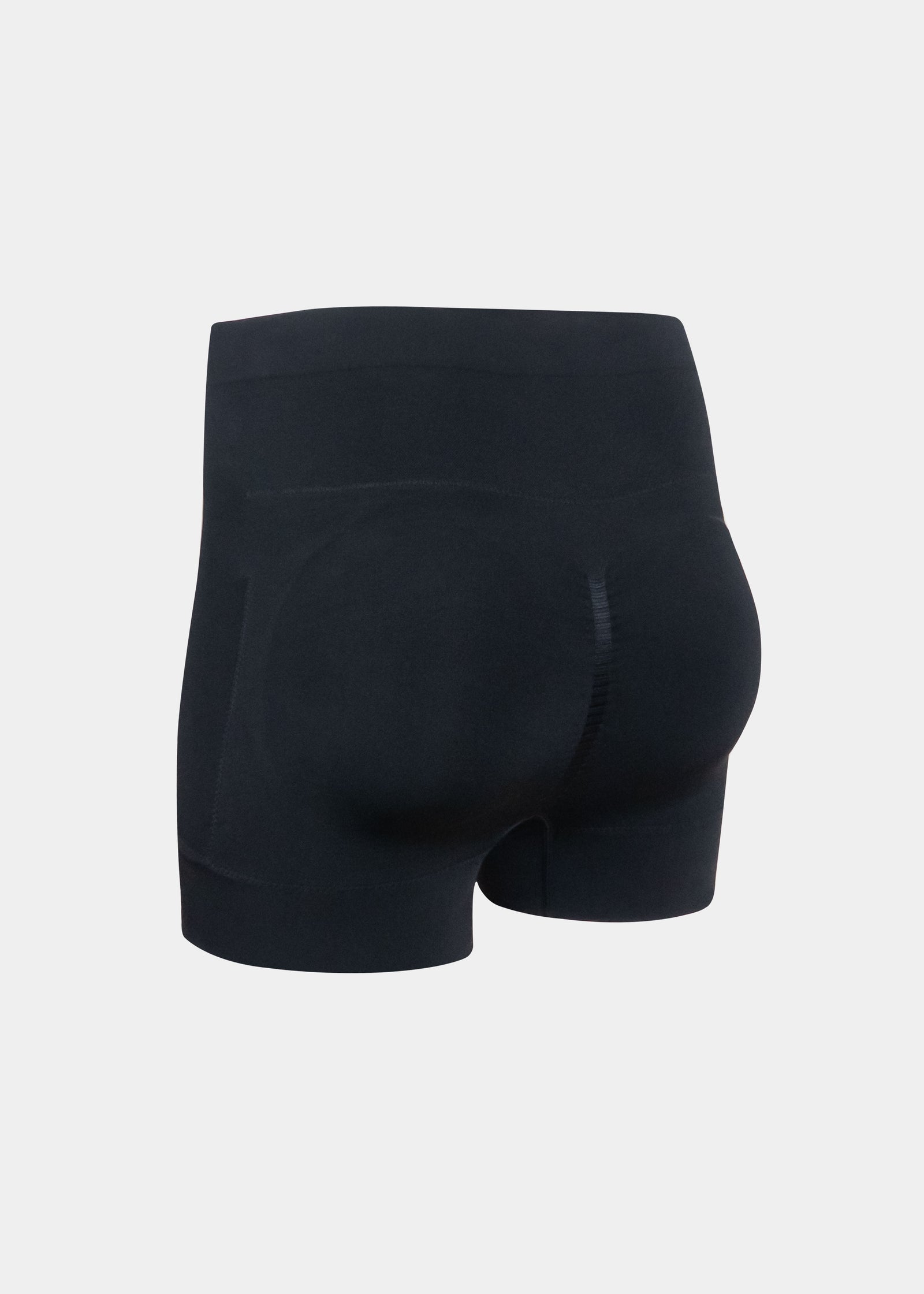 Black Booty Booster Short on a light gray background