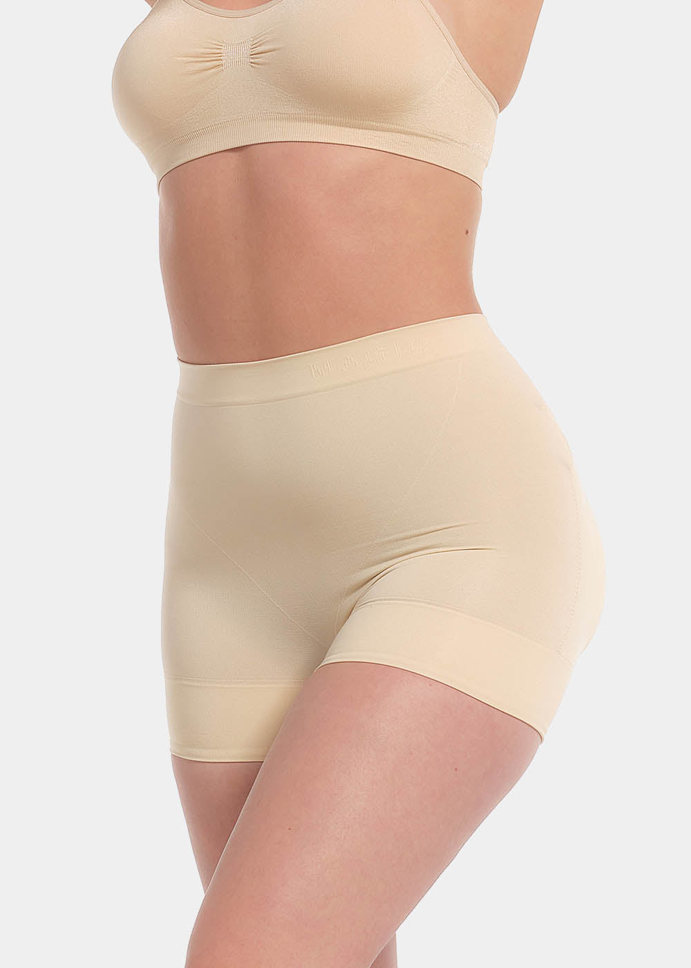 Beige Booty Booster Short on a white background