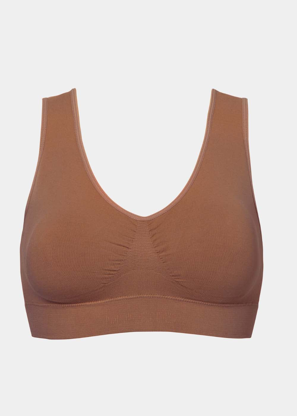 Brown bra on a light gray background