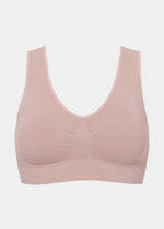 Pink Bamboo Comfort Bra on a light gray background