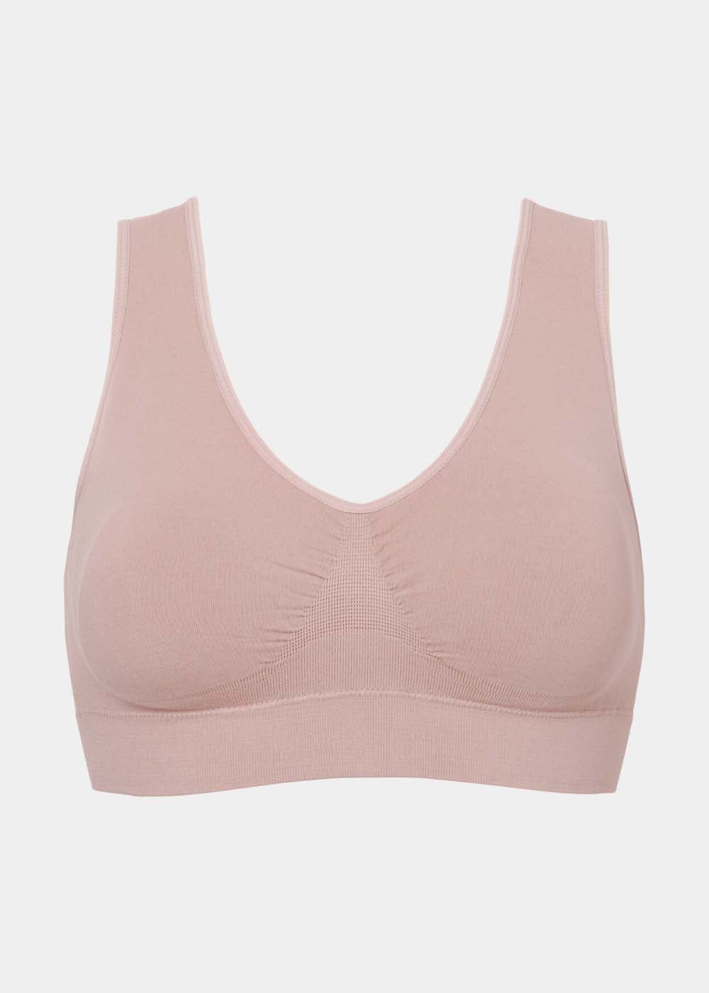 Pink Bamboo Comfort Bra on a light gray background