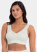 Woman wearing a light green Bamboo Comfort Bra against a white background