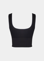 Back product view of the black Bamboo Shape Bra, highlighting the smooth, seamless bamboo fabric, wide supportive straps, and the broad underband for added shaping and comfort.