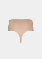 Still back product view of the cappuccino Comfort Thong, showcasing the seamless, lightweight fabric, smooth edges, and clean, minimal design for an invisible finish.