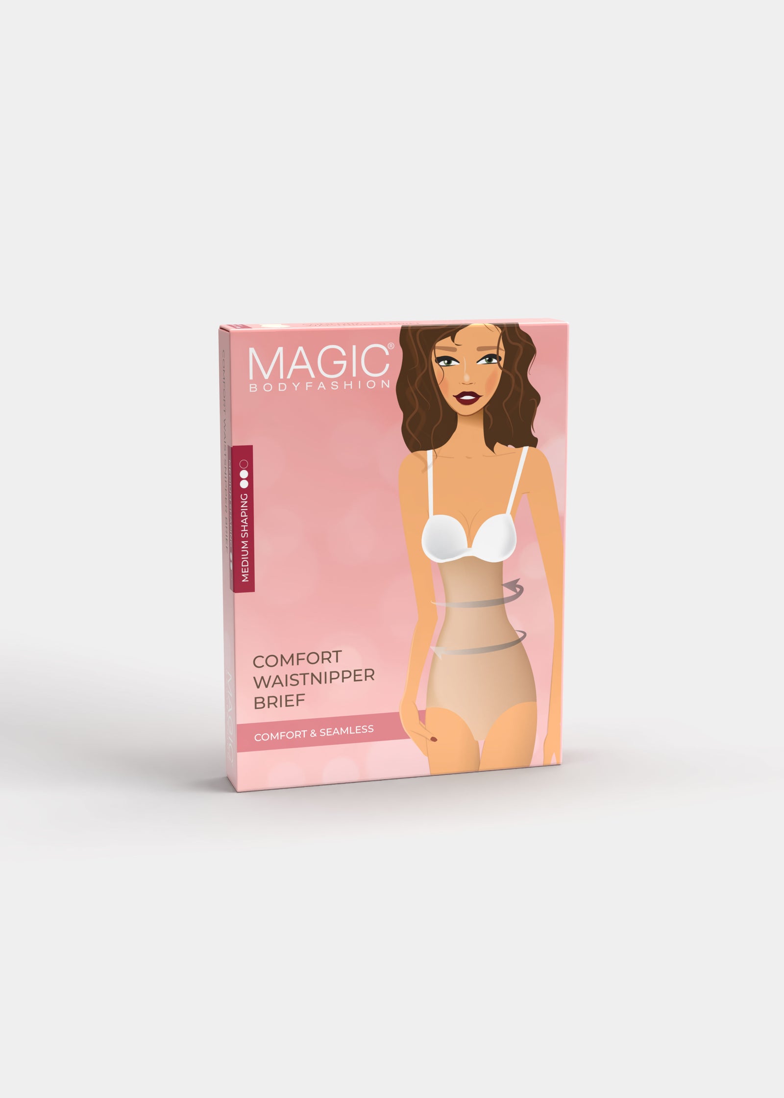 Product packaging box of the Comfort Waistnipper Brief, featuring branded design and product information on a sleek, minimal box presentation.