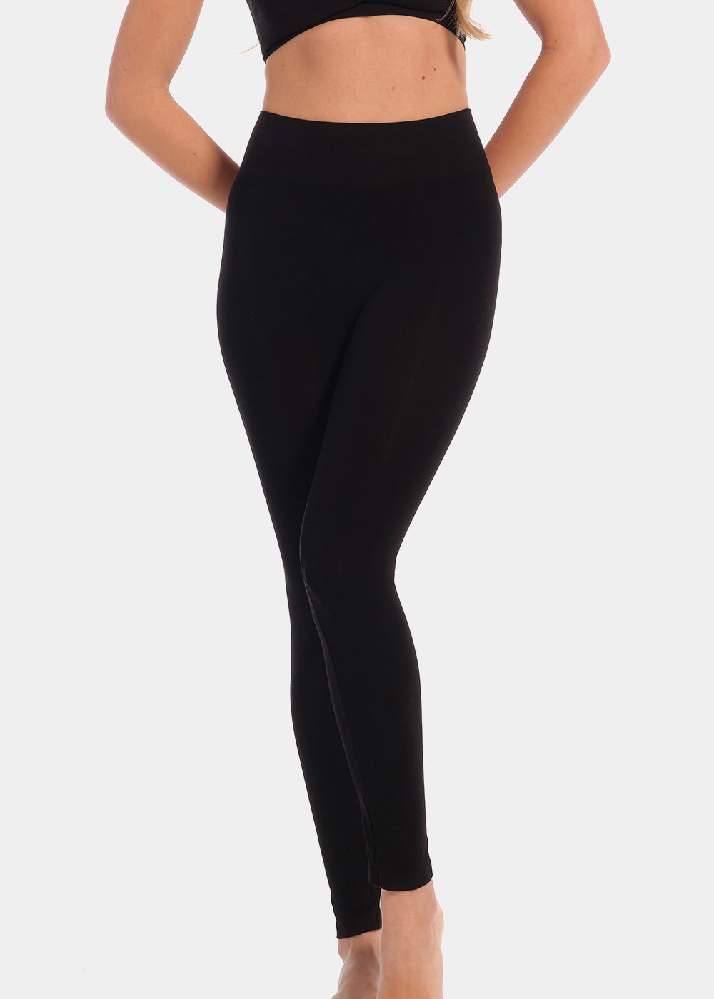 Black Bamboo Legging worn by a person on a white background
