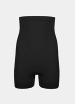 Front product view of high-waisted seamless shaping shorts, highlighting the smooth, sculpting panel across the tummy, high-rise waistband, and clean, invisible finish at the leg openings.