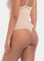 This image features a sleek, high-waisted latte thong from the Body Hugging Bamboo Collection by MAGIC Bodyfashion. The thong is crafted from eco-friendly Tanboocel™ bamboo fibers, known for their softness and moisture-wicking properties, making it an ideal choice for both comfort and durability.