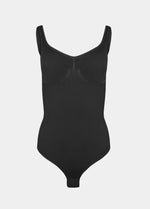 Black bodysuit on a white background