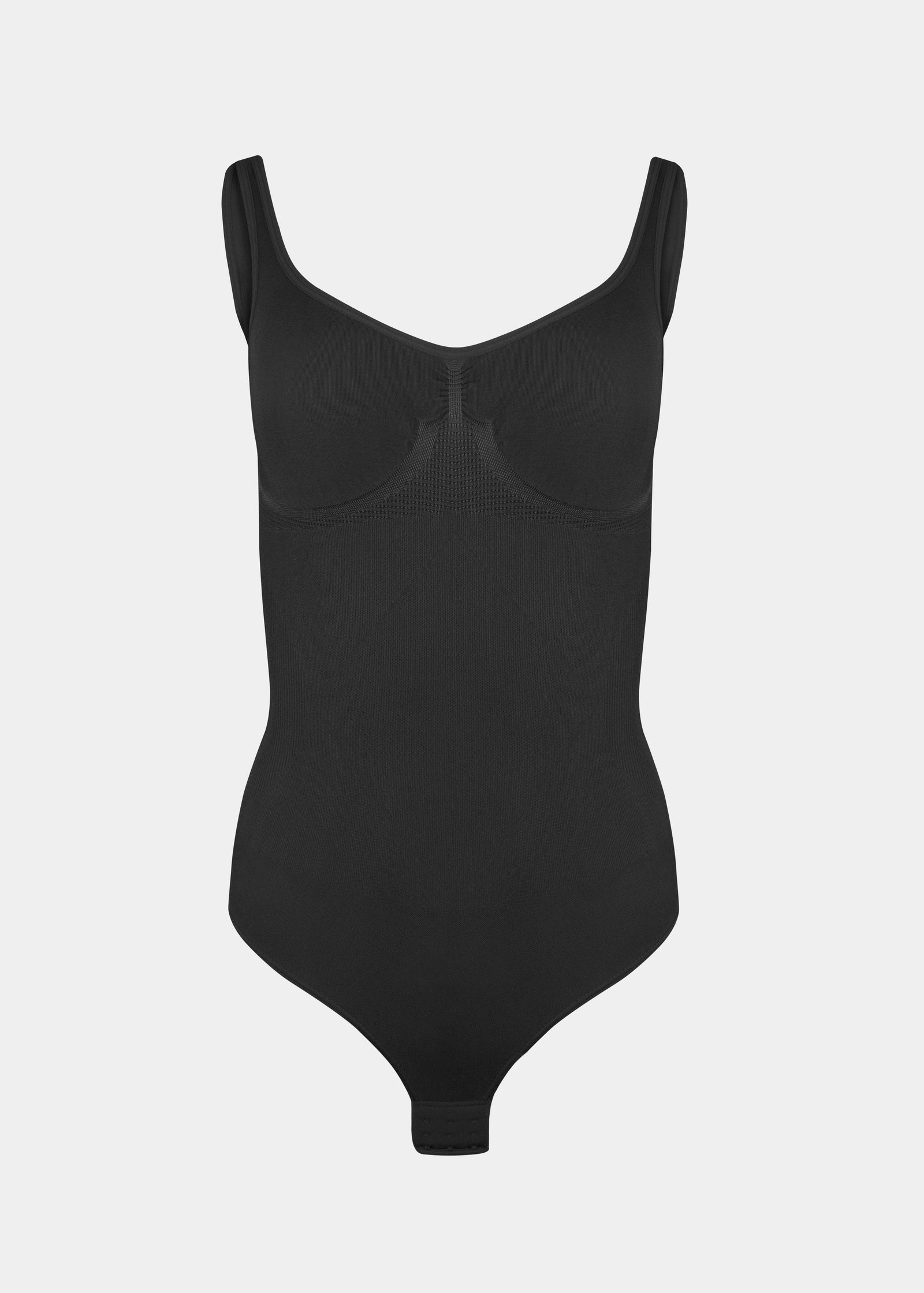 Black bodysuit on a white background