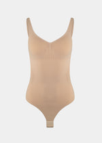 Beige bodysuit on a light gray background