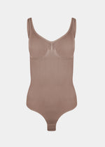Light brown bodysuit on a light gray background