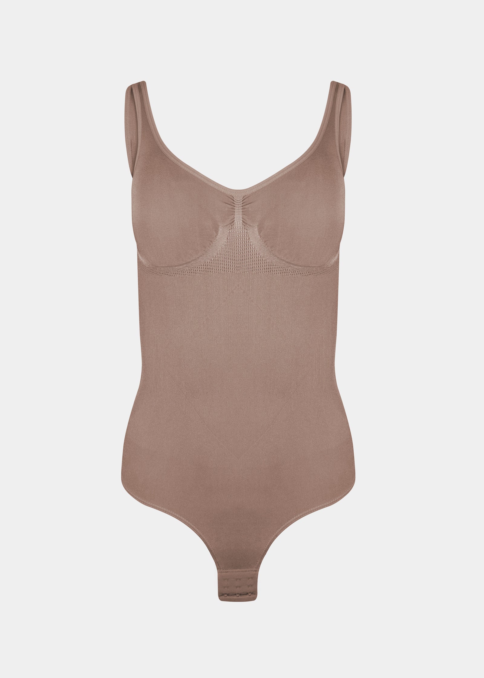 Light brown bodysuit on a light gray background