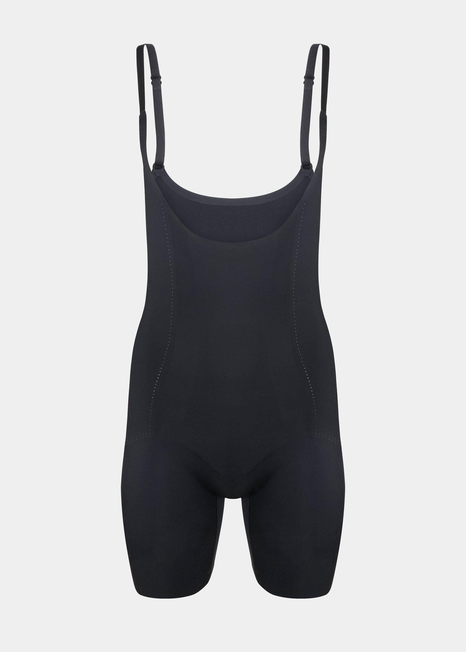 Front view of the Black Dream Shaper Dress with a strapless design and a seamless finish.