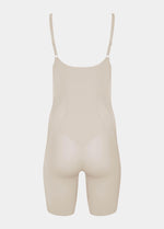Back view of the Latte Dream Shaper Dress with a strapless design and a seamless finish.