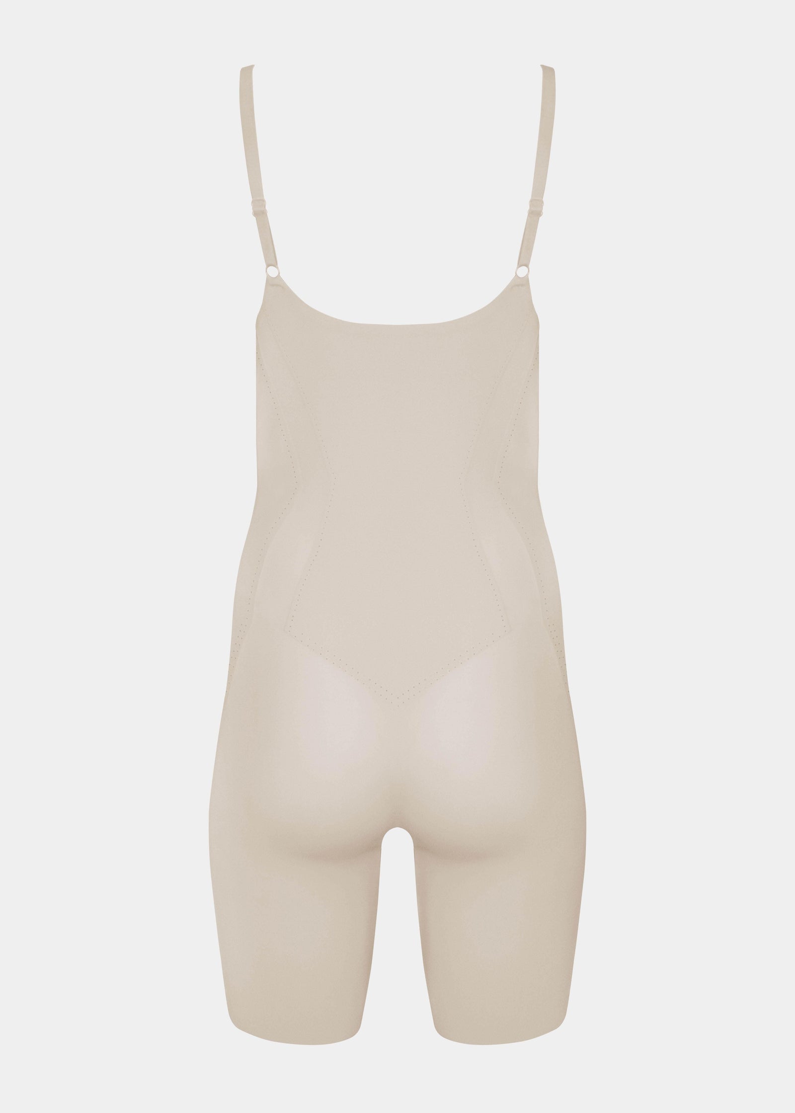 Back view of the Latte Dream Shaper Dress with a strapless design and a seamless finish.