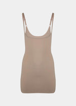 Front view of the Cappuccino Dream Shaper Dress with a strapless design and a seamless finish.