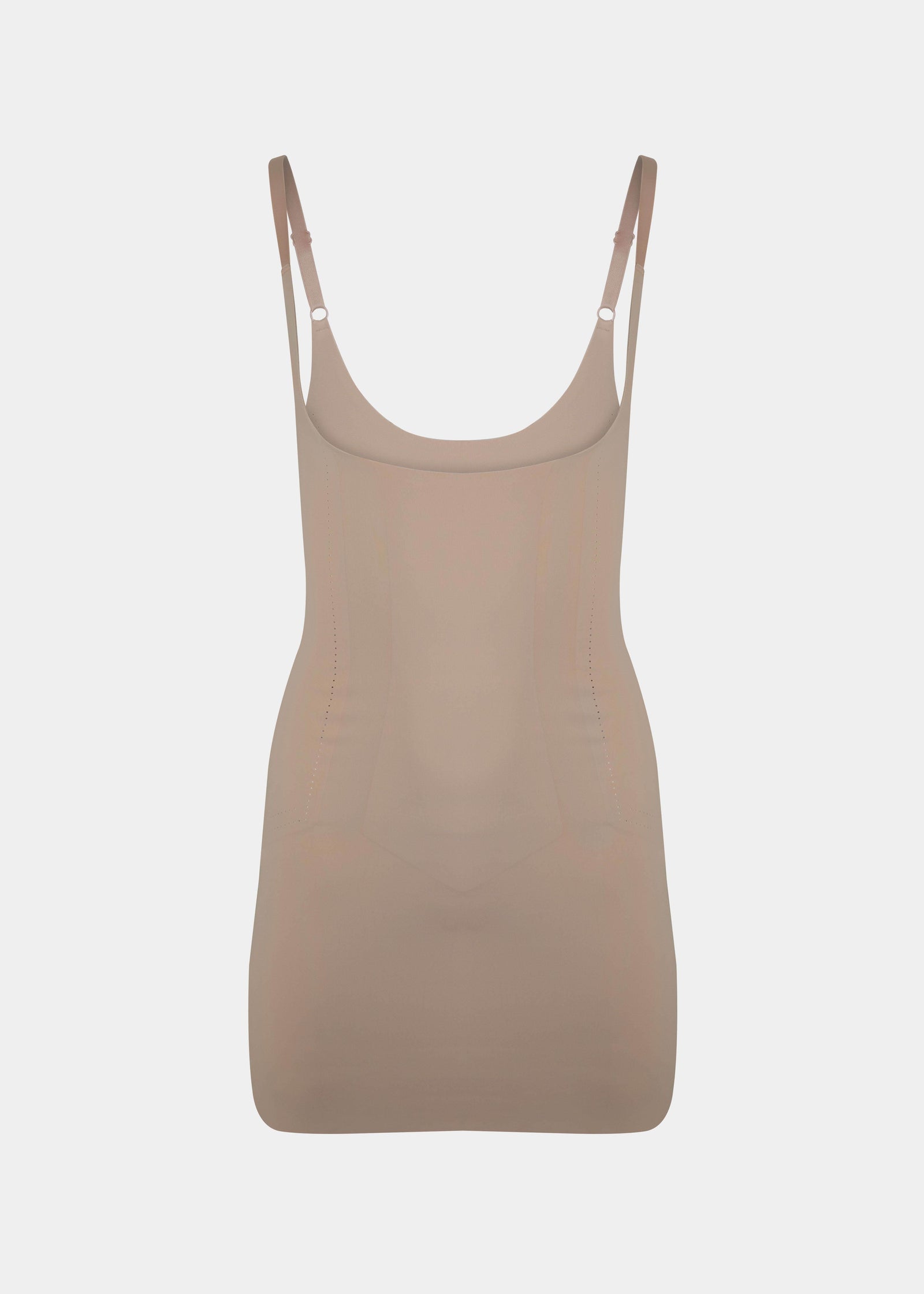 Front view of the Cappuccino Dream Shaper Dress with a strapless design and a seamless finish.