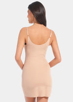 Back view of the Cappuccino Dream Shaper Dress with a strapless design and a seamless finish.