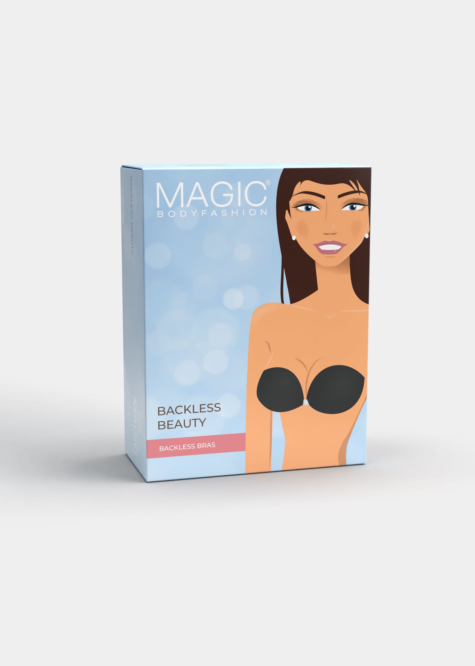 Backless Beauty box front view