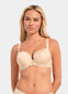 Woman wearing a latte Luxury Gel Bra against a plain background