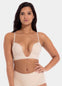This image features a model wearing a V-Bra, which is designed to be nearly invisible under clothing with low plunge necklines. The bra boasts a deep cleavage front and an extra low back, making it ideal for seamless coverage.