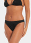 This image features a classic and timeless design of a bikini bottom, presented in a black colour. The bikini bottom is designed with double-layered fabric, providing a shaping effect and ensuring optimal comfort.