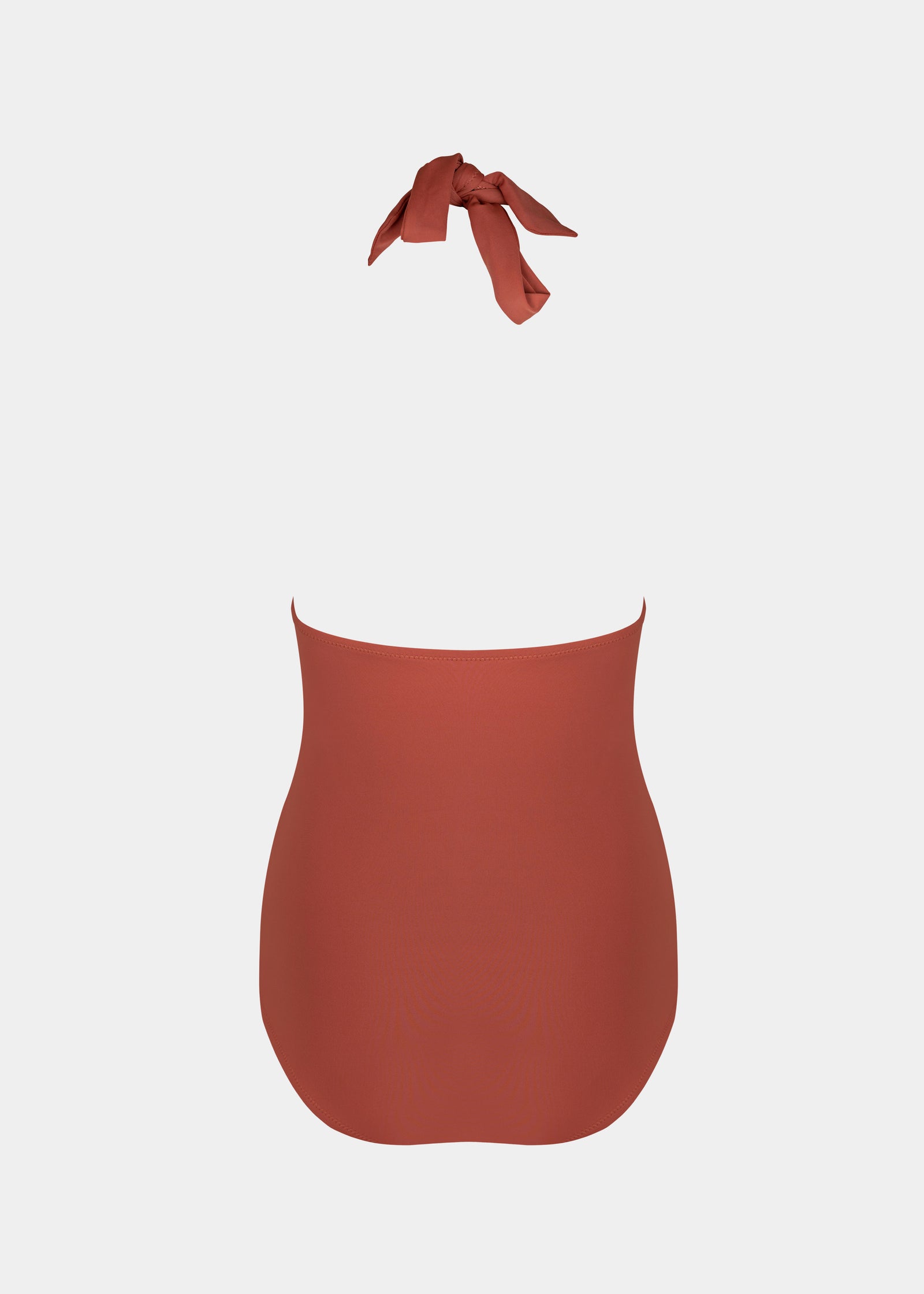 Sunset Shaping Halter Swimsuit top with a bow on a white background