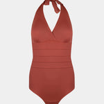 Sunset halter neck swimsuit on a light gray background