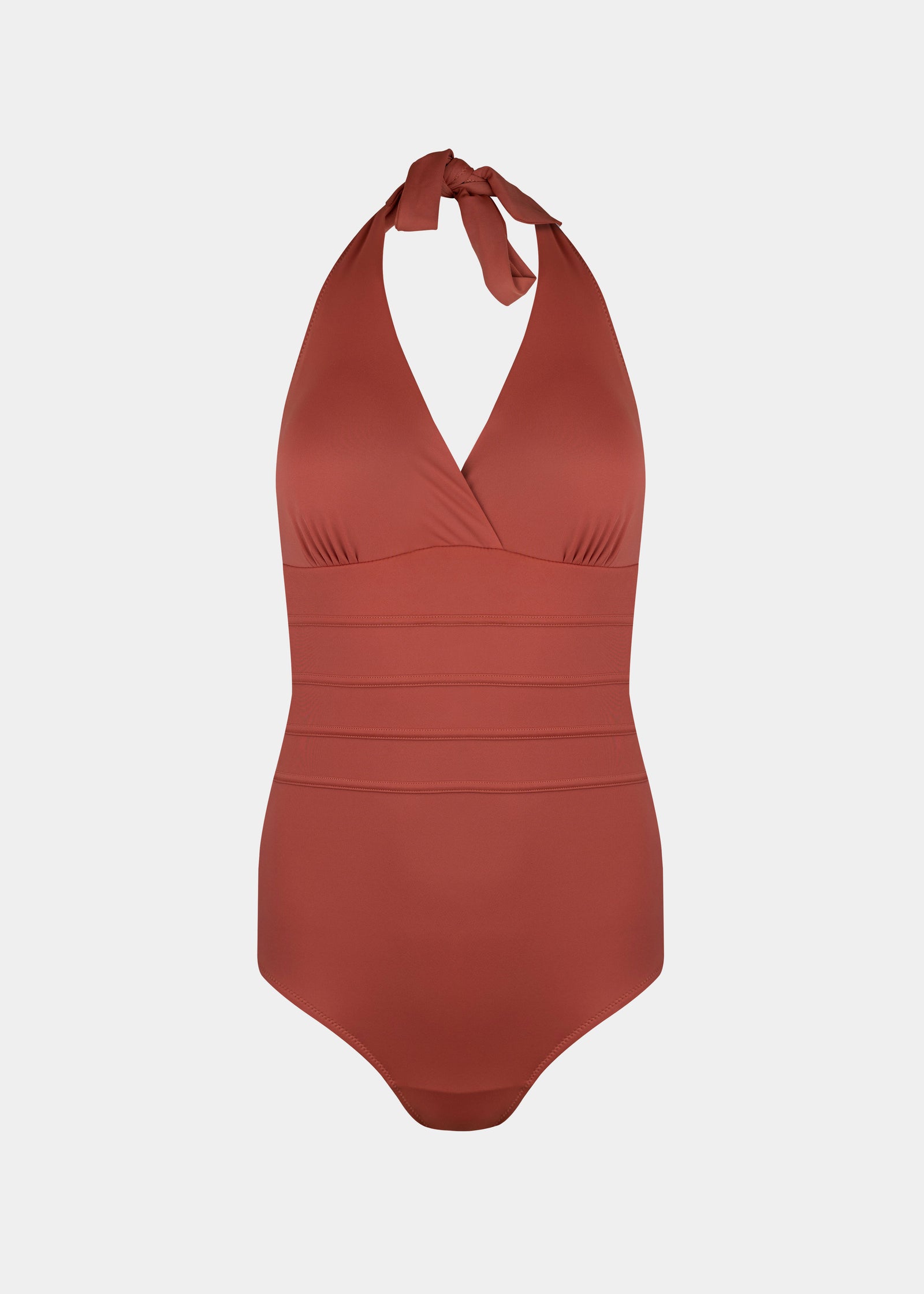 Sunset halter neck swimsuit on a light gray background